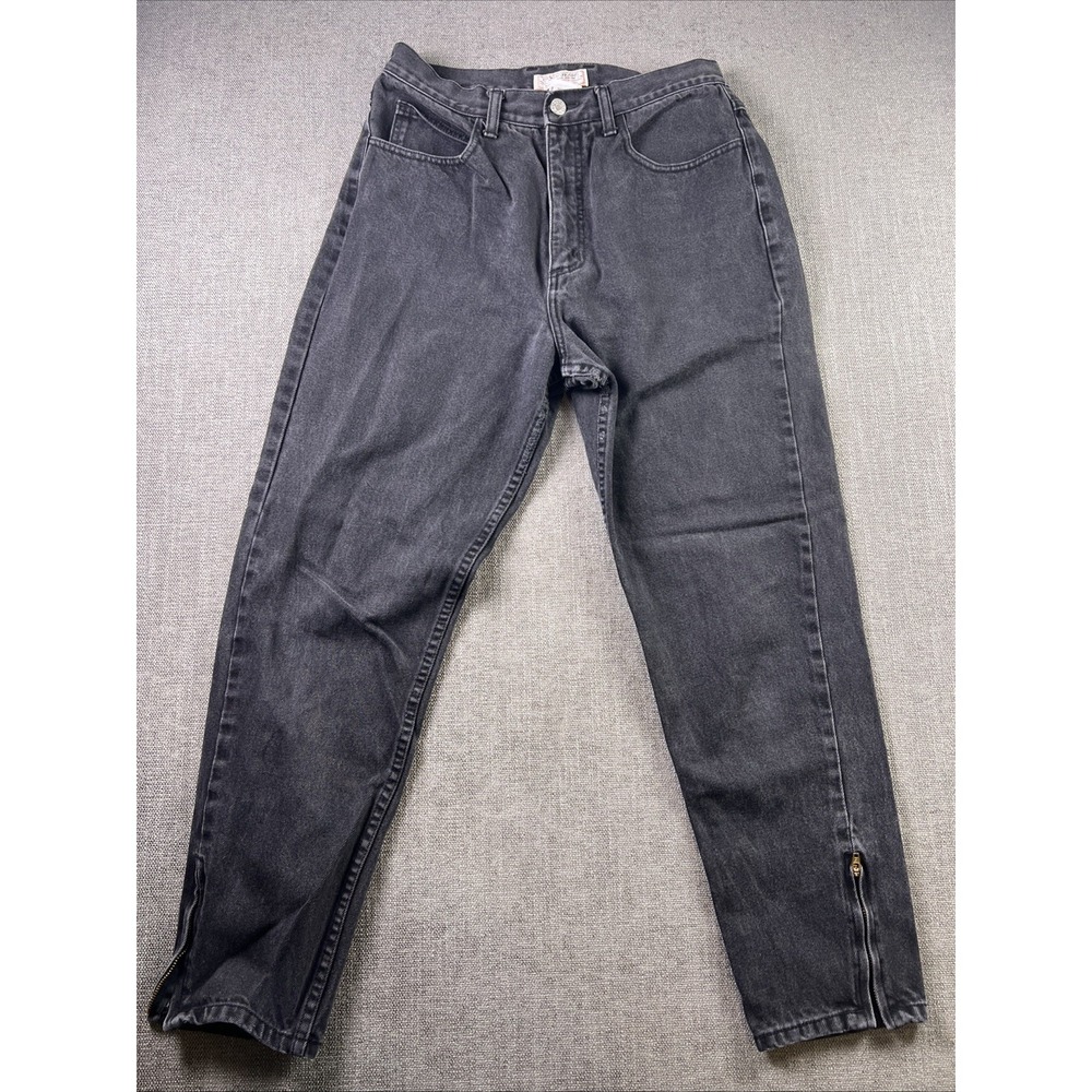 Vintage Guess Mom Jeans Women's 32(30x27) Black 39015 Tapered Zip Leg Hong Kong